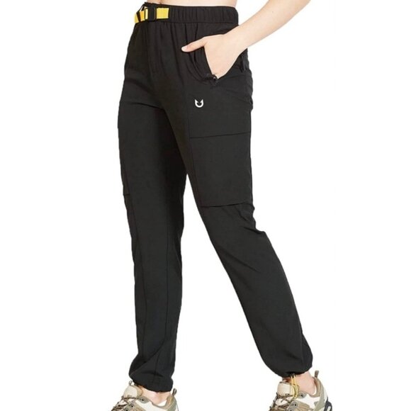 Northyard Women Black Hiking Cargo Pants with Adjustable Belt Size XL - Picture 1 of 7